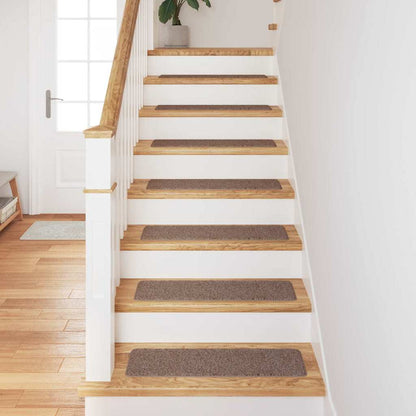 Anti-slip Stair Mats Latex backing 15 pcs Brown 75 x 20 cm PP