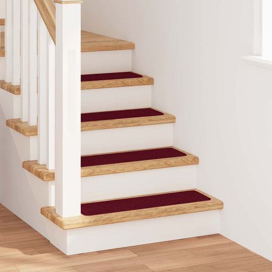 Anti-slip Stair Mats 15 pcs 75 x 20 cm Bordeaux PP Rectangular