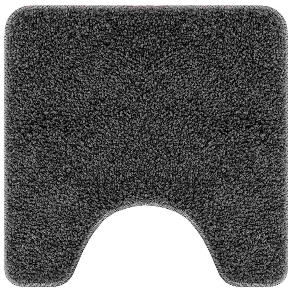 Anti-slip Bath Mat with Toilet Cut Dark Grey 50 x 50 cm PP