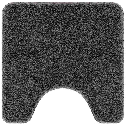 Anti-slip Bath Mat with Toilet Cut Dark Grey 50 x 50 cm PP