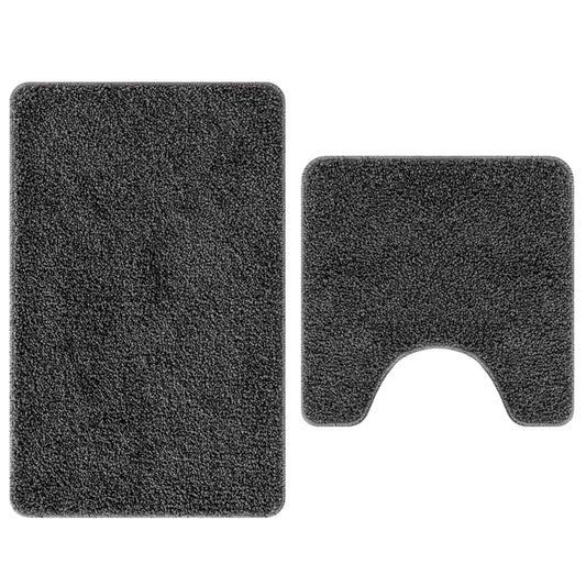 Anti-slip Bath Mat Set 2 pcs Dark Grey 50 x 50 cm PP