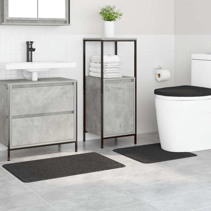 Anti-slip Bath Mat Set 3 pcs Dark grey PP