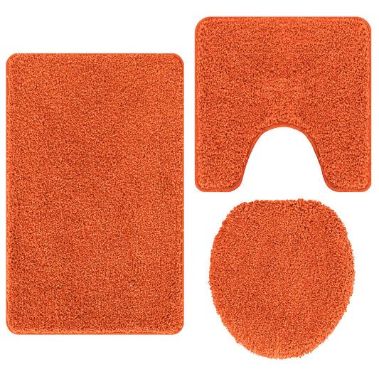 Anti-slip Bath Mat Set 3 pcs Orange 50 x 80 cm PP