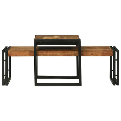 Coffee Table 2 pcs Brown 48 x 40 x 40 cm Solid acacia wood