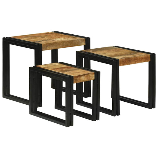 Nesting Table 3 pcs Brown and Black 50 x 40 x 45 cm