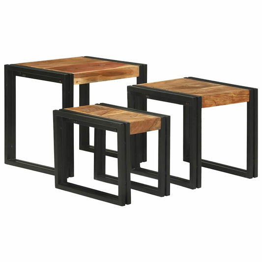Nesting Table 3 pcs Brown and Black 50 x 40 x 45 cm