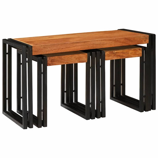 Nesting Table 3 pcs Brown and Black 82 x 40 x 45 cm