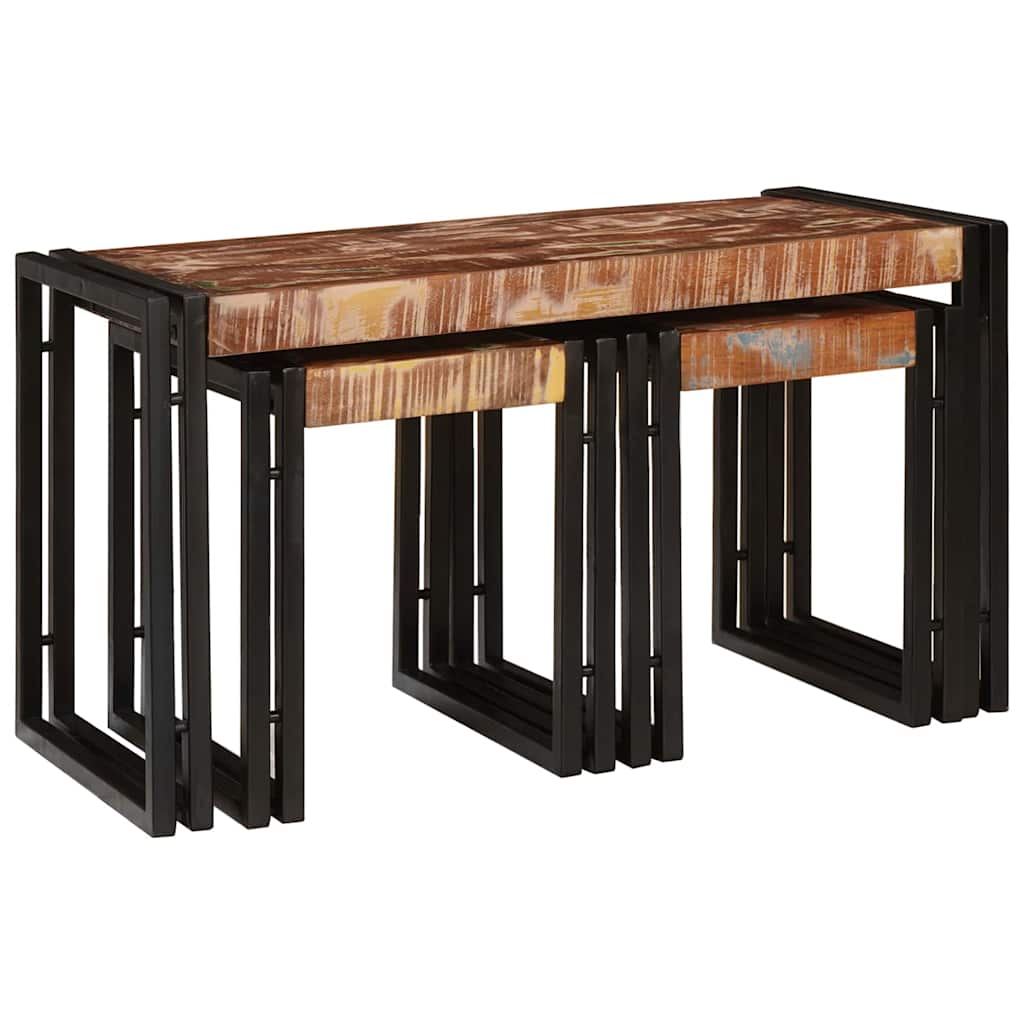 Nesting Table 3 pcs Solid reclaim Wood and Metal