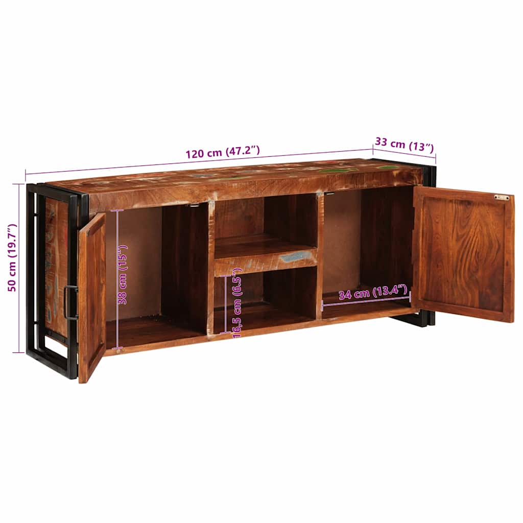 TV Cabinet Multicolour 120 x 33 x 50 cm Solid reclaimed wood
