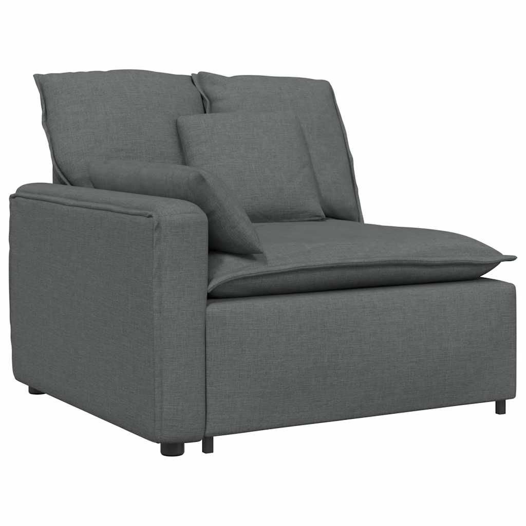 Modular Sofa with Footstool&Cushions Fabric Dark Gray