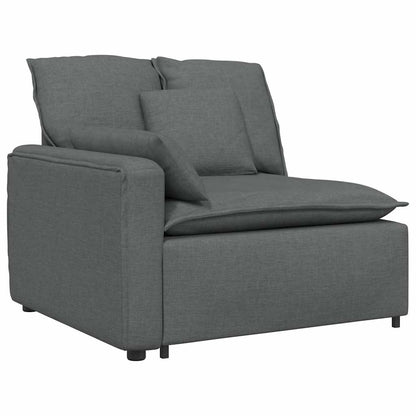 Modular Sofa with Footstool&Cushions Fabric Dark Gray