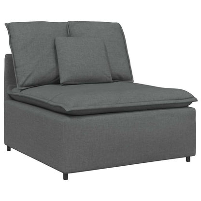 Modular Sofa with Footstool&Cushions Fabric Dark Gray