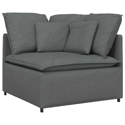 Modular Sofa with Footstool&Cushions Fabric Dark Gray