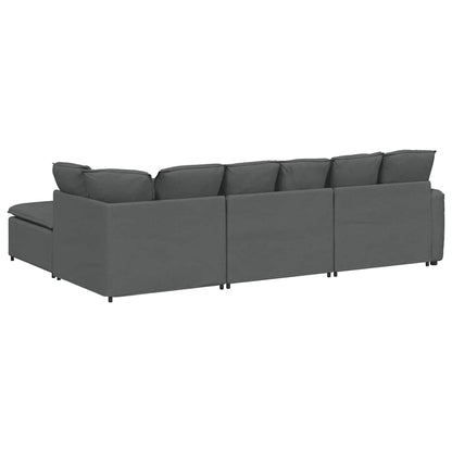 Modular Sofa with Footstool&Cushions Fabric Dark Gray