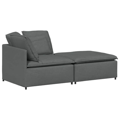 Modular Sofa with Footstool&Cushions Fabric Dark Gray