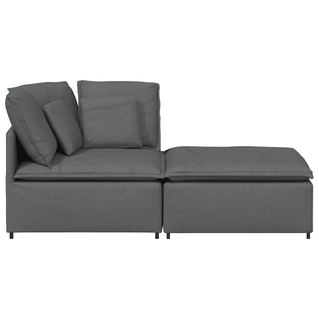 Modular Sofa with Footstool&Cushions Fabric Dark Gray