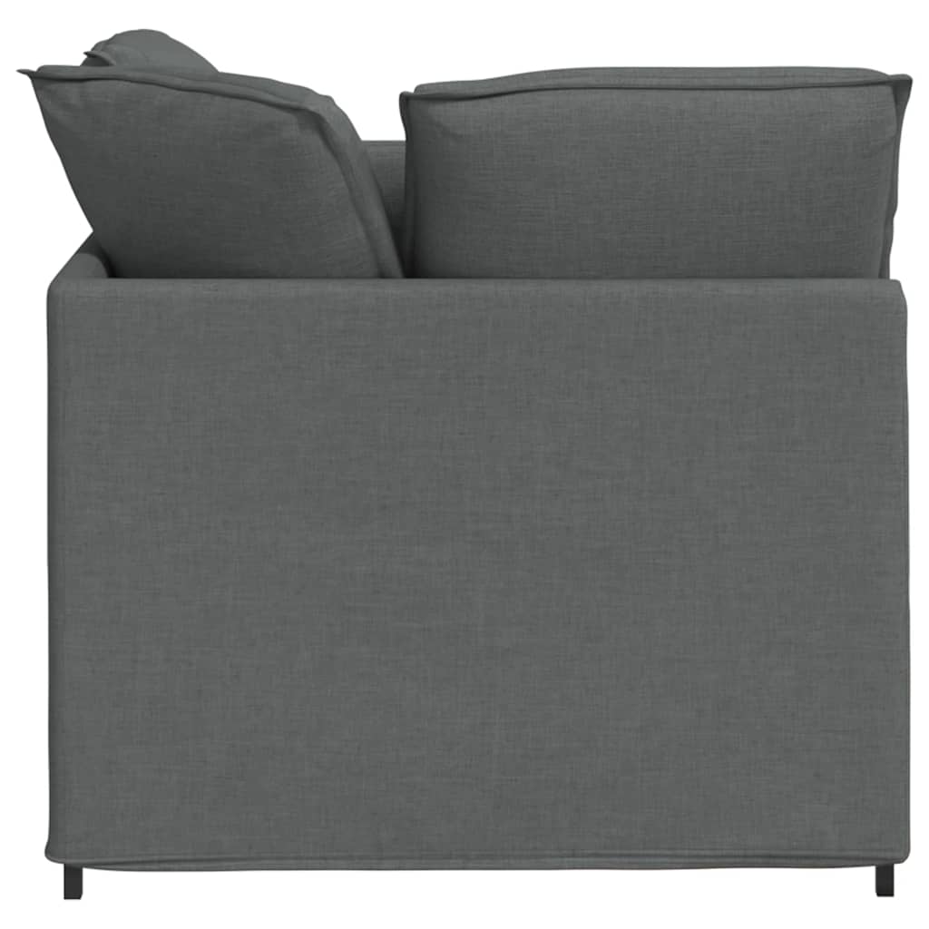 Modular Sofa with Footstool&Cushions Fabric Dark Gray