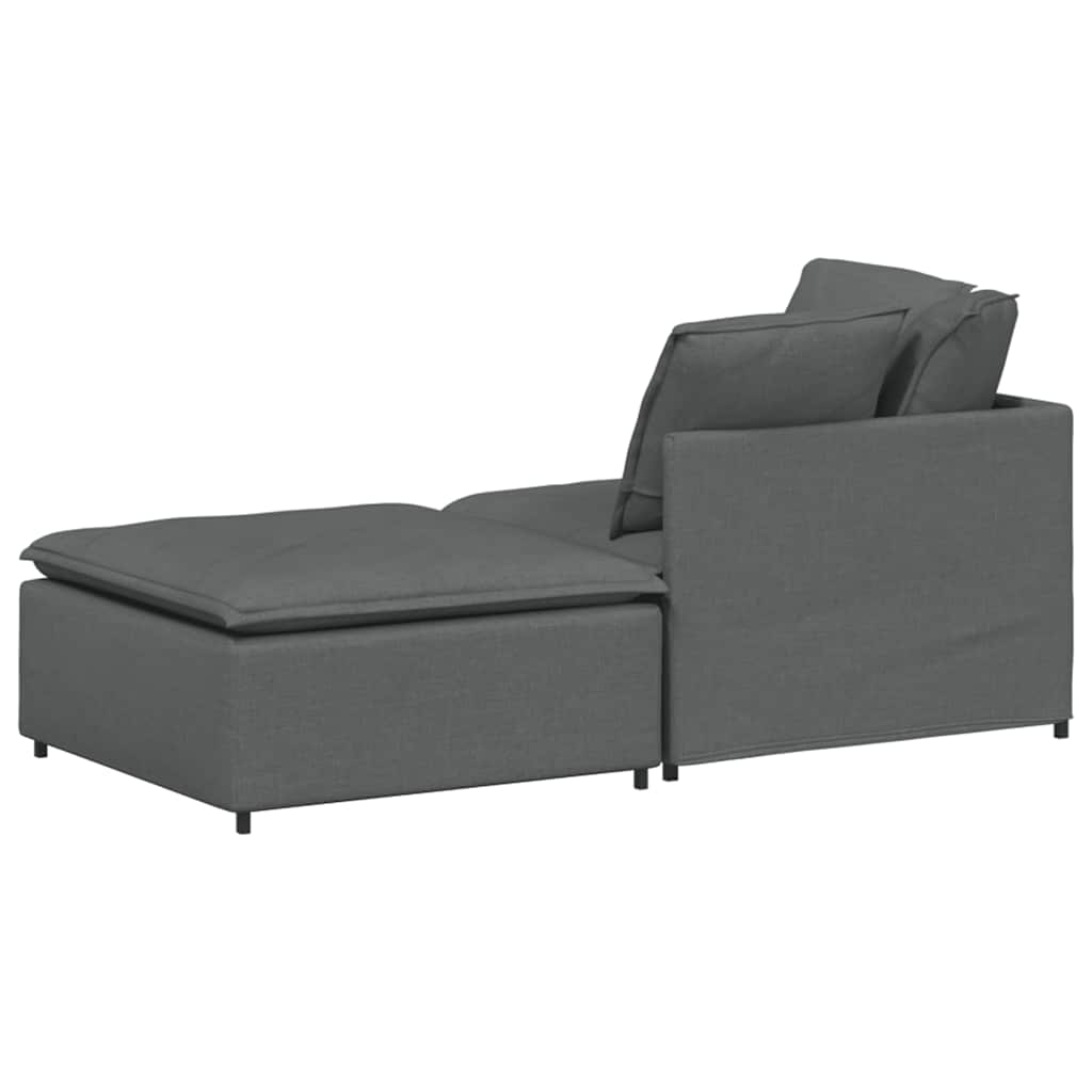 Modular Sofa with Footstool&Cushions Fabric Dark Gray