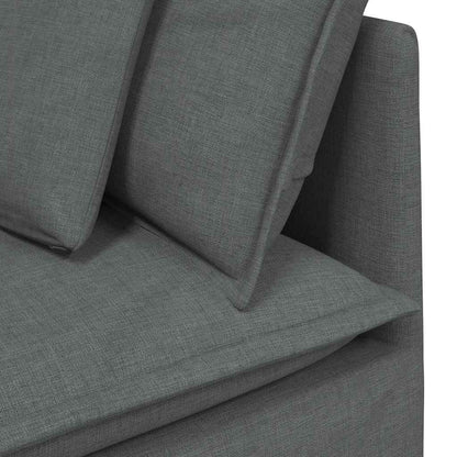 Modular Sofa with Footstool&Cushions Fabric Dark Gray