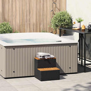 Hot Tub Step Black 50x50x50.5 cm Poly Rattan and Solid Acacia