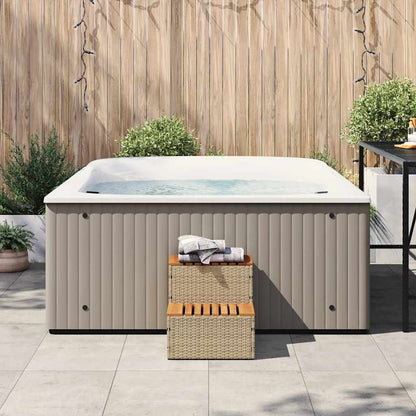 Hot Tub Step Beige 50x50x50,5 cm Poly Rattan and Solid Acacia