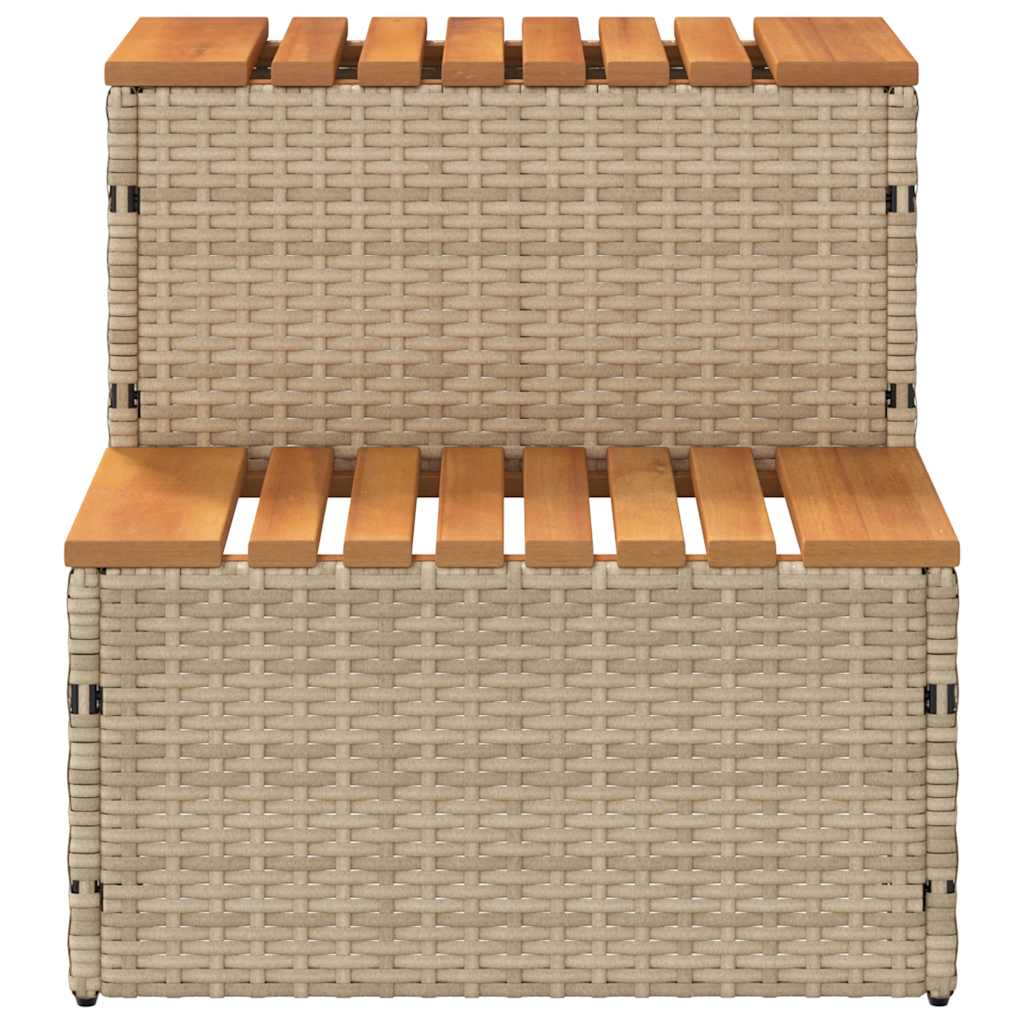 Hot Tub Step Beige 50x50x50,5 cm Poly Rattan and Solid Acacia