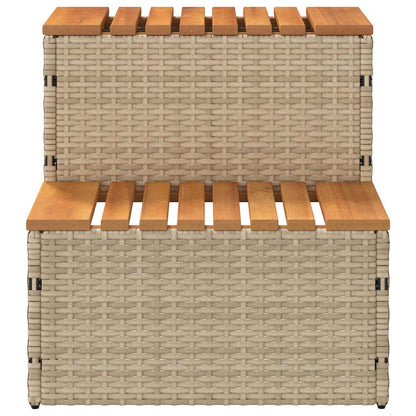 Hot Tub Step Beige 50x50x50,5 cm Poly Rattan and Solid Acacia