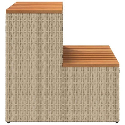 Hot Tub Step Beige 50x50x50,5 cm Poly Rattan and Solid Acacia