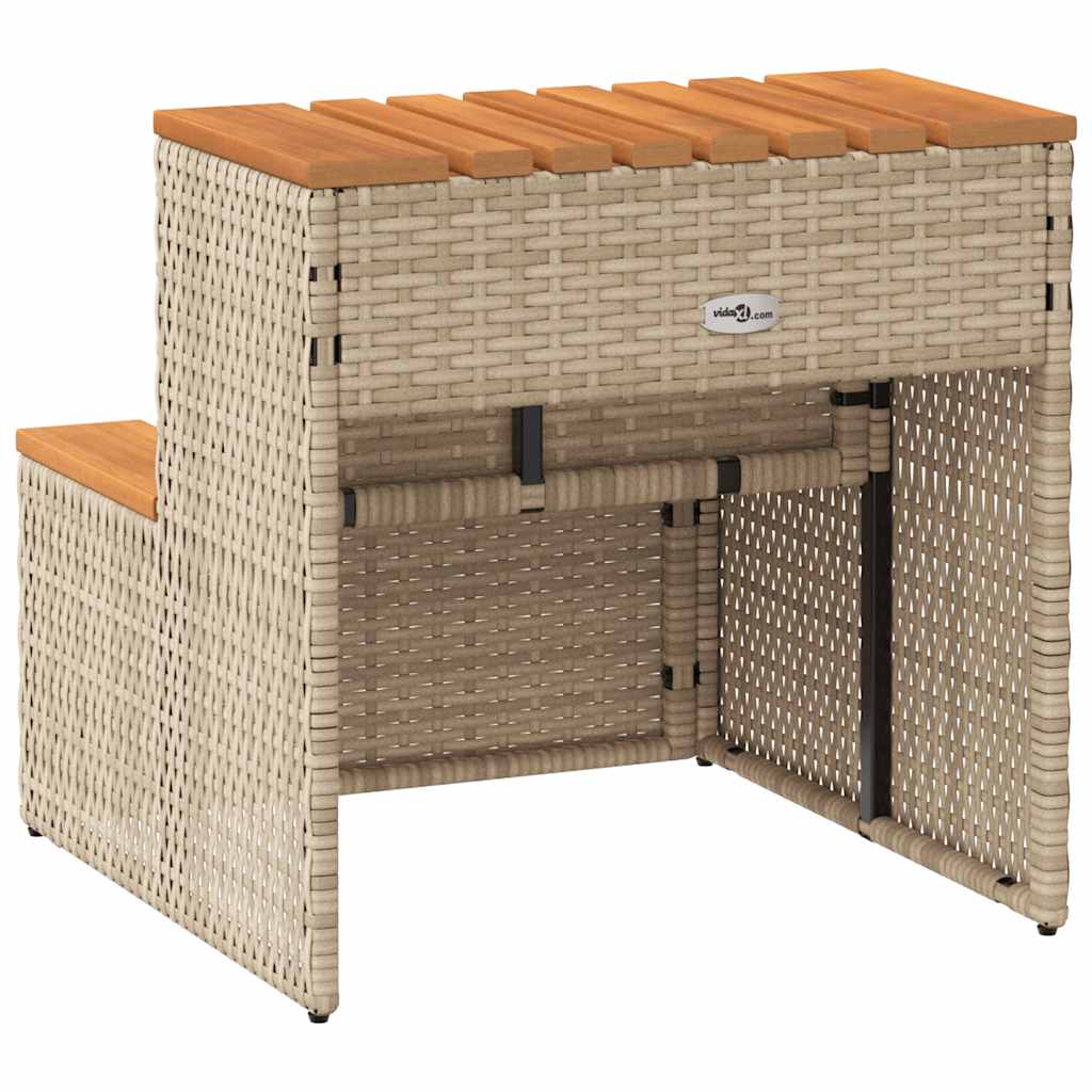 Hot Tub Step Beige 50x50x50,5 cm Poly Rattan and Solid Acacia