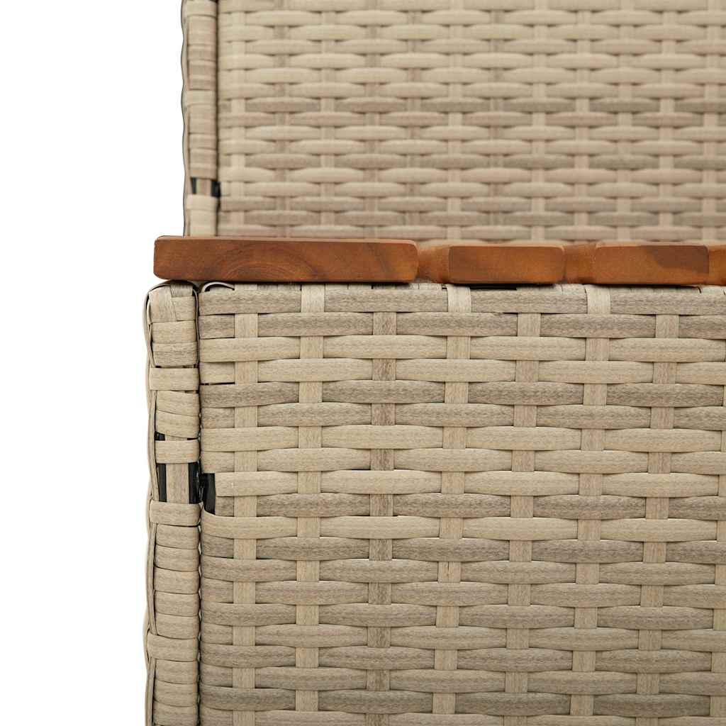 Hot Tub Step Beige 50x50x50,5 cm Poly Rattan and Solid Acacia