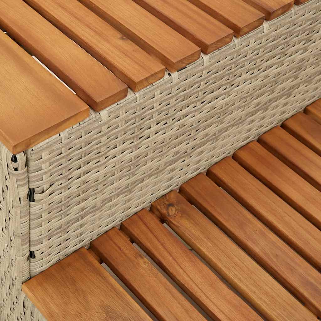 Hot Tub Step Beige 50x50x50,5 cm Poly Rattan and Solid Acacia