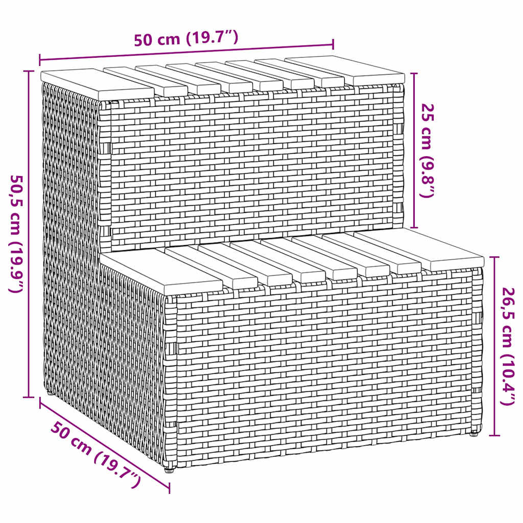 Hot Tub Step Beige 50x50x50,5 cm Poly Rattan and Solid Acacia