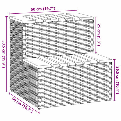 Hot Tub Step Beige 50x50x50,5 cm Poly Rattan and Solid Acacia