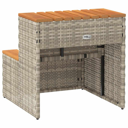 Hot Tub Step Light Grey 50x50x50,5 cm Poly Rattan and Solid Acacia