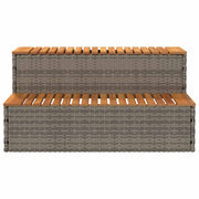 Hot Tub Step Grey 100x50x50.5 cm Poly Rattan and Solid Acacia