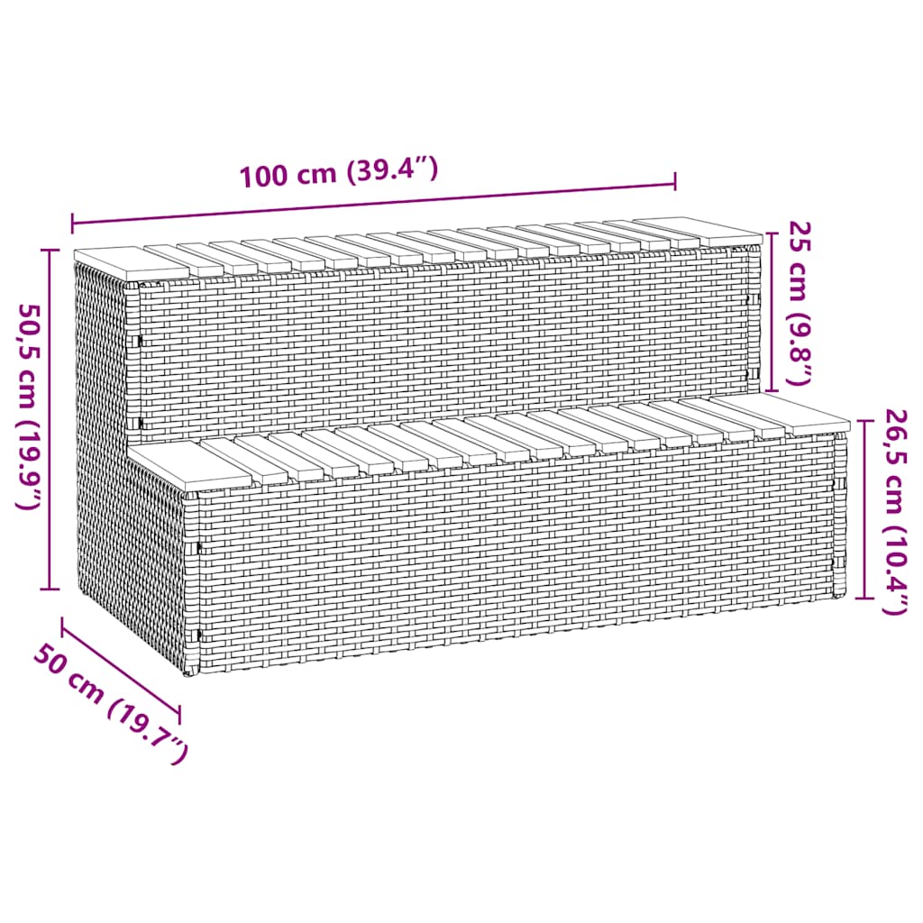 Hot Tub Step Beige 100x50x50,5 cm Poly Rattan and Solid Acacia