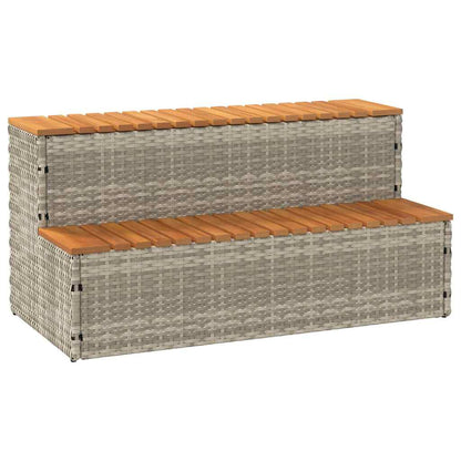 Hot Tub Step Light Grey 100x50x50.5 cm Poly Rattan and Solid Acacia