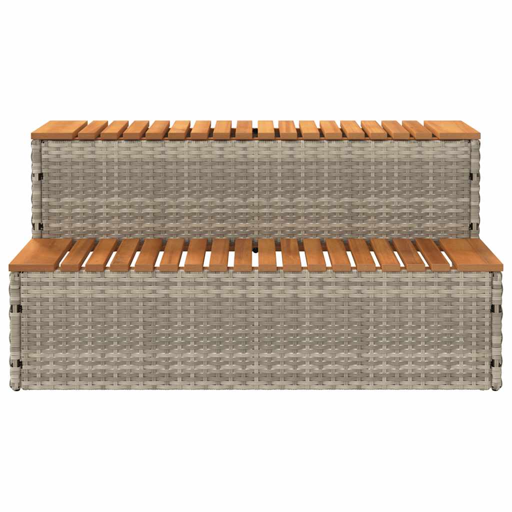 Hot Tub Step Light Grey 100x50x50.5 cm Poly Rattan and Solid Acacia
