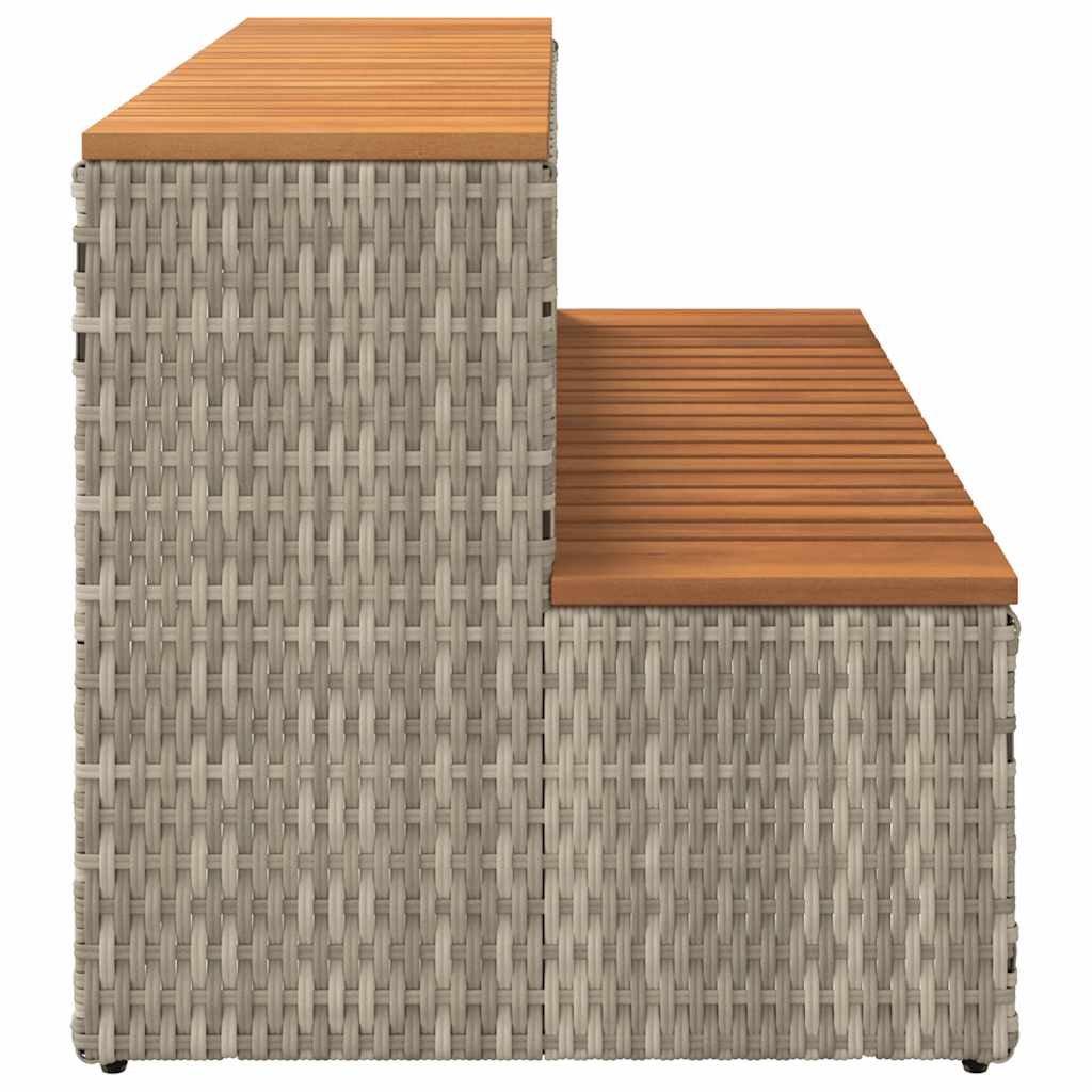 Hot Tub Step Light Grey 100x50x50.5 cm Poly Rattan and Solid Acacia