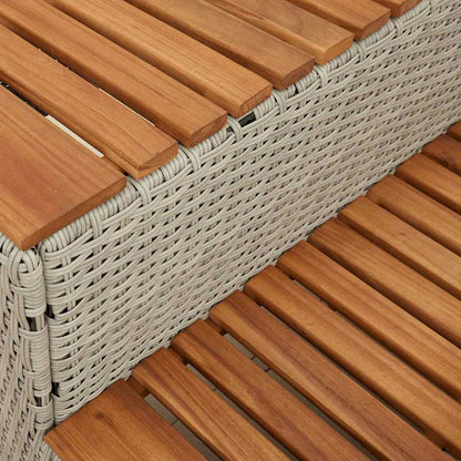 Hot Tub Step Light Grey 100x50x50.5 cm Poly Rattan and Solid Acacia