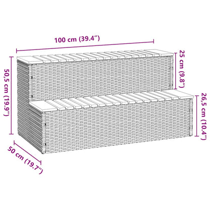 Hot Tub Step Light Grey 100x50x50.5 cm Poly Rattan and Solid Acacia