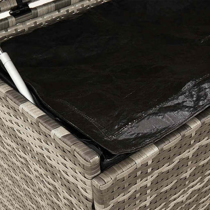 Garden Storage Box with Wheels Grey 110x55x73 cm Poly Rattan
