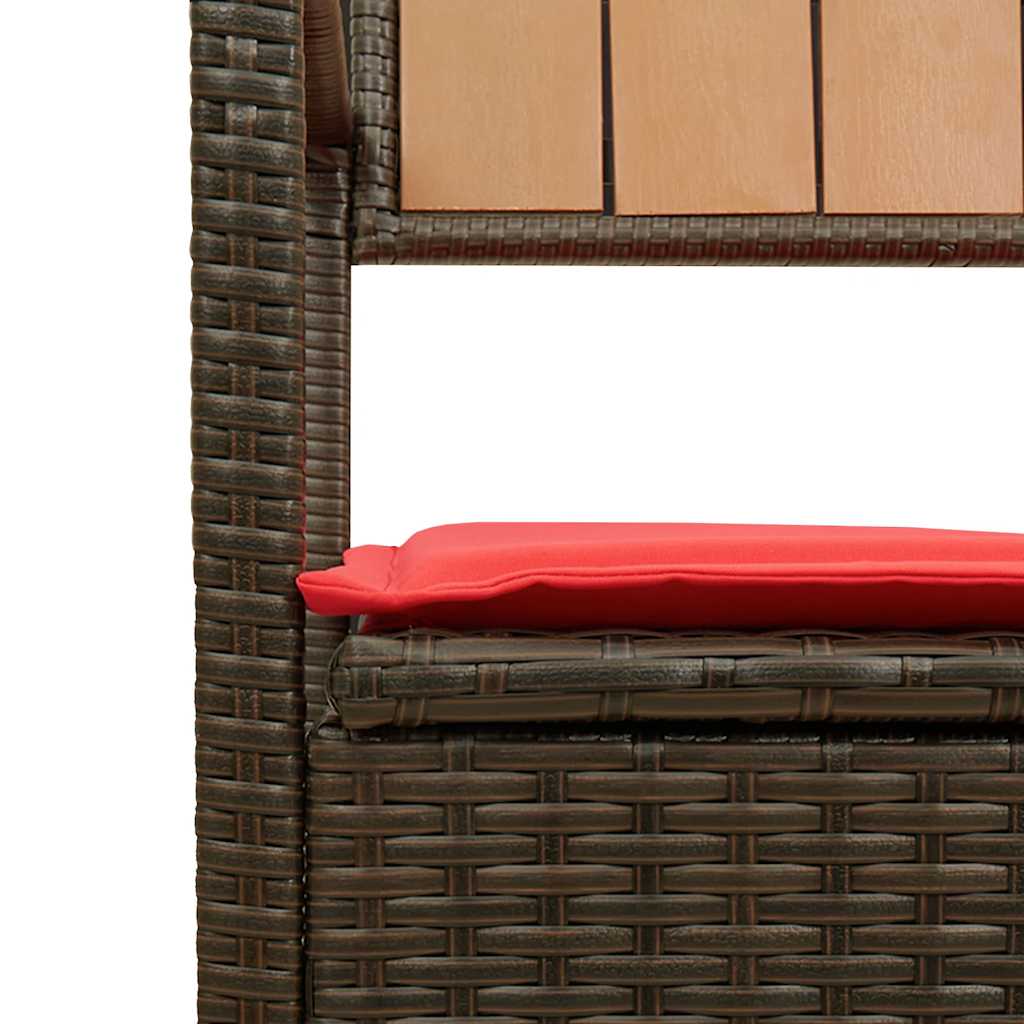 Patio Storage Bench with Cushion Brown Poly Rattan
