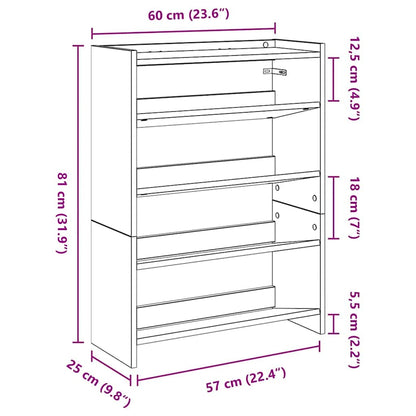 Shoe Rack Concrete Grey 60x25x81 cm Engineered Wood