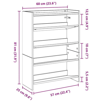Shoe Rack Smoked Oak 60x25x81 cm Engineered Wood