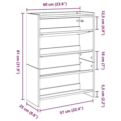 Shoe Rack Artisan Oak 60x25x81 cm Engineered Wood