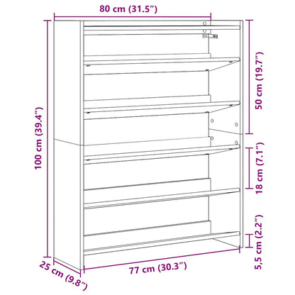 Shoe Rack Concrete Grey 80x25x100 cm Engineered Wood
