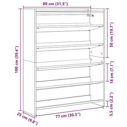 Shoe Rack Grey Sonoma 80x25x100 cm Engineered Wood