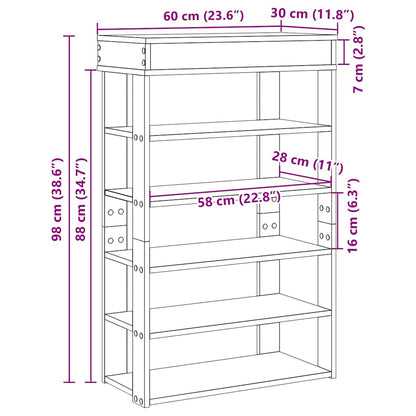 Shoe Rack Concrete Grey 60x30x98 cm Engineered Wood