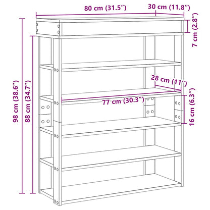 Shoe Rack Black 80x30x98 cm Engineered Wood